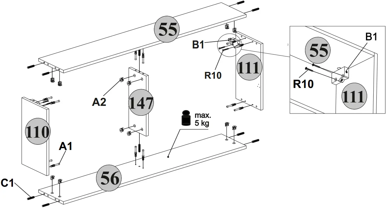 04 anrex 655149 MONAKO Hinged Shelf 1V A03