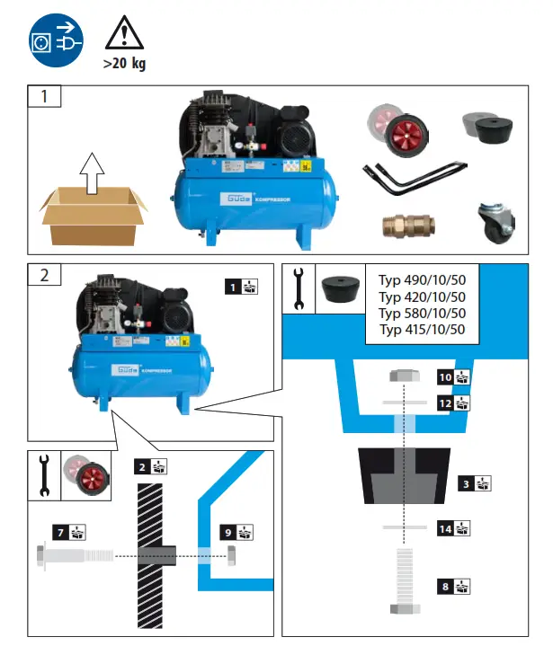 Gude 415 10 50 2200 W 10 bar 50 liters Compressor- fig 1