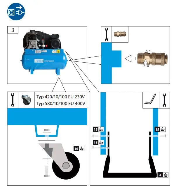 Gude 415 10 50 2200 W 10 bar 50 liters Compressor- fig 2