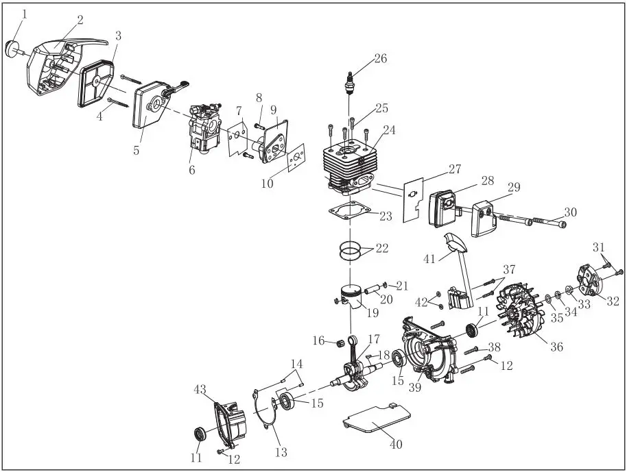 CHAMPION 100734 Leaf Blower - Engine Parts Diagram
