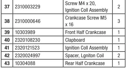 CHAMPION 100734 Leaf Blower - Engine Parts List 2