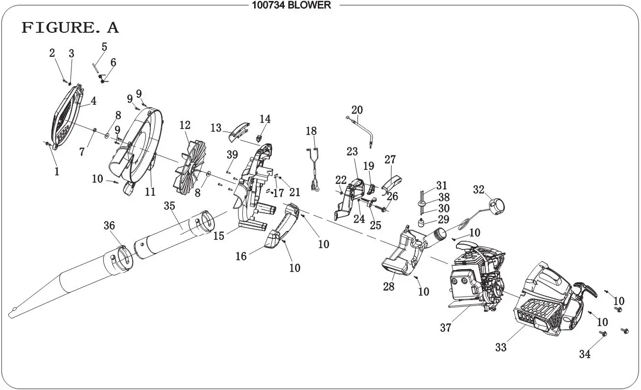 CHAMPION 100734 Leaf Blower - Parts Diagram
