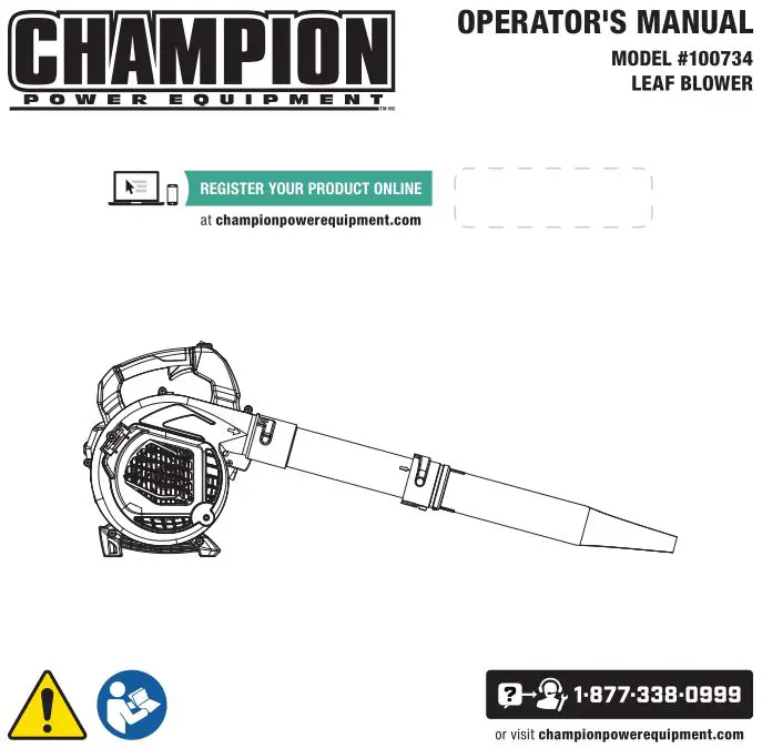 CHAMPION 100734 Leaf Blower User Manual