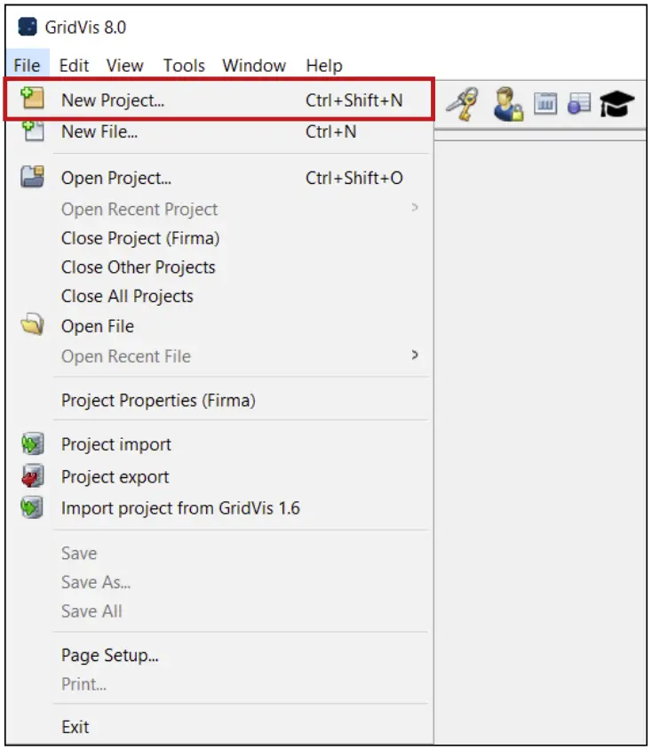Creating project in GridVis