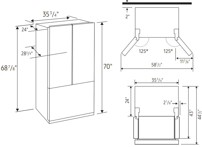SAMSUNG RF24BB6900 Bespoke Counter Depth 3 Door French Door Refrigerator-FIG5