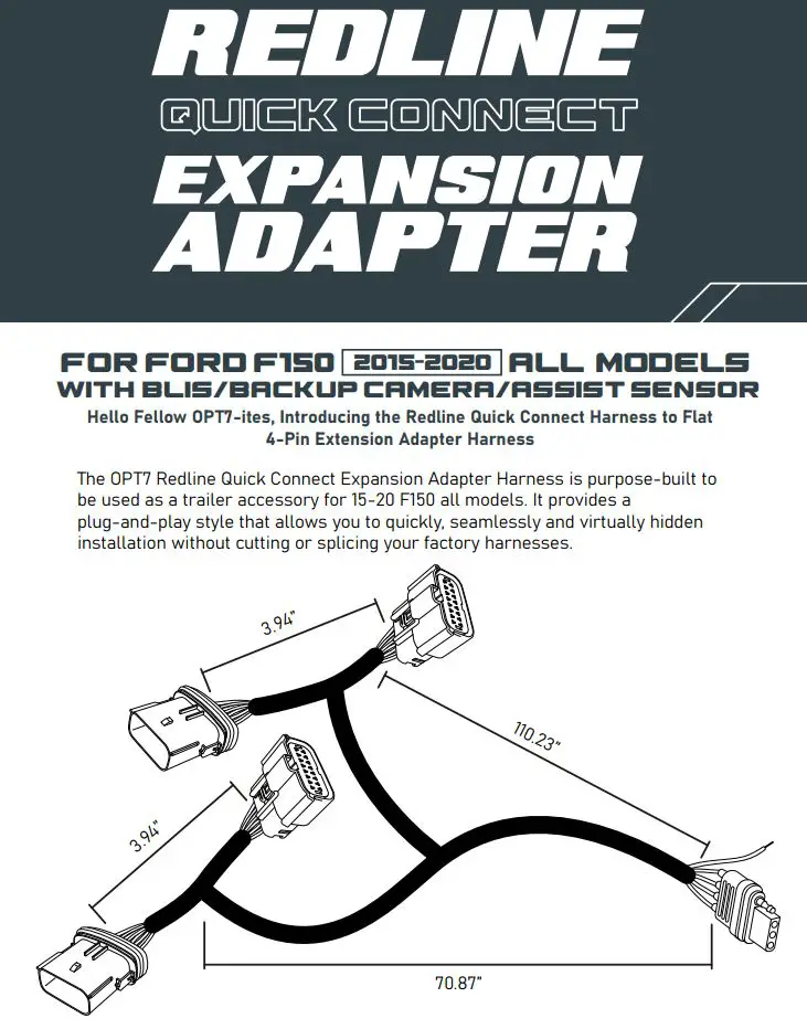 REDLINE FORD F150 All Models with BLIS Backup Camera Assist Sensor User Guide