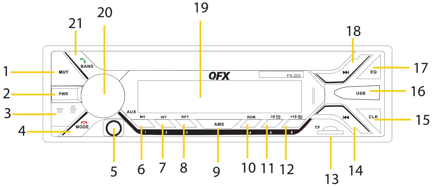 QFX FX 203 Bluetooth Car Stereo AM FM Radio and MP3 Player - Figure 1