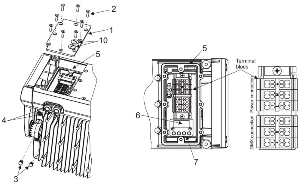 Side connection shown