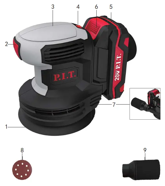 P I T PDS20H-125A Cordless Random Orbital Sander - 1