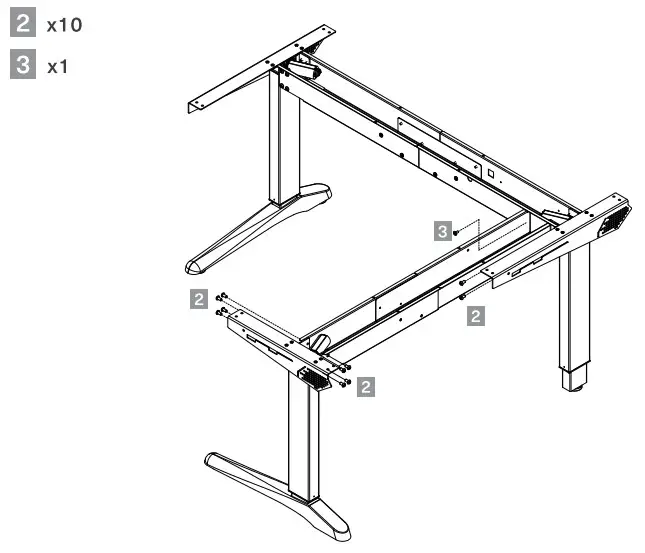 thermaltake Tough Desk 500L RGB - assembling crossbas sight leg