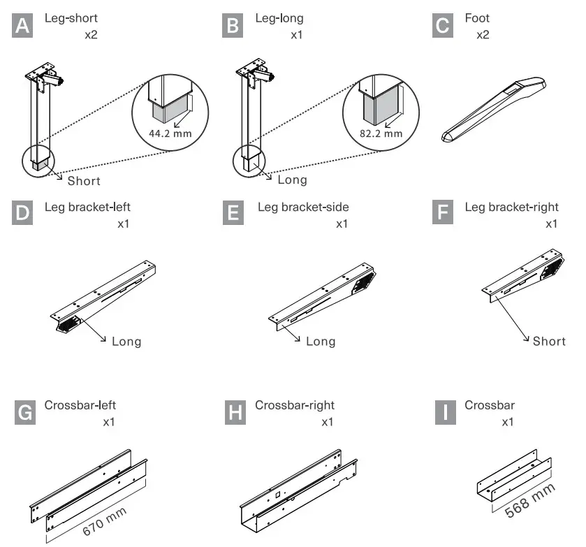 thermaltake Tough Desk 500L RGB - parts list