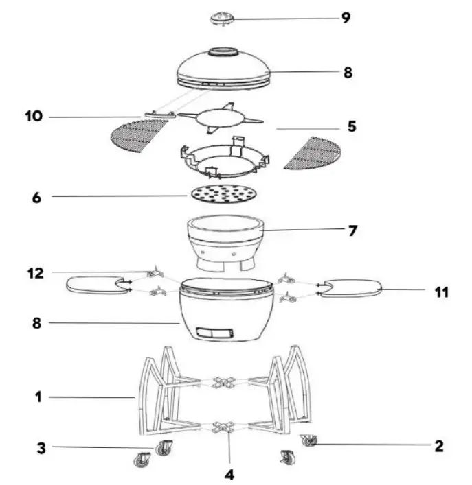 BOSS GRILL eiQEGG 18 Inch Ceramic Kamado Style Charcoal - PARTS