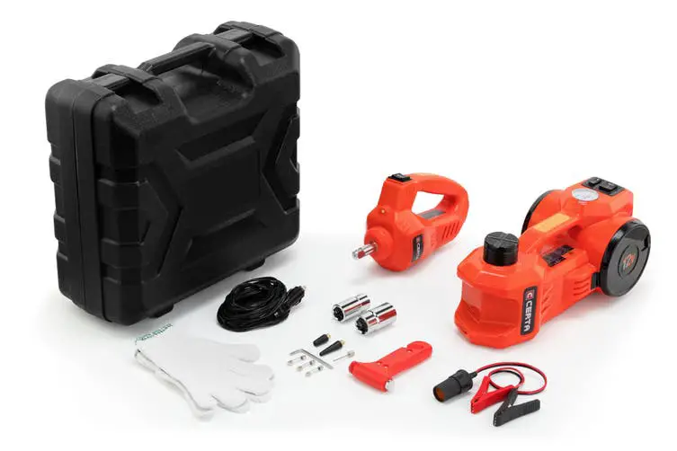 kogan CT3TRTKEJWA Certa 3 in 1 Tyre Repair Tool Kit with Electric Jack and Wrench