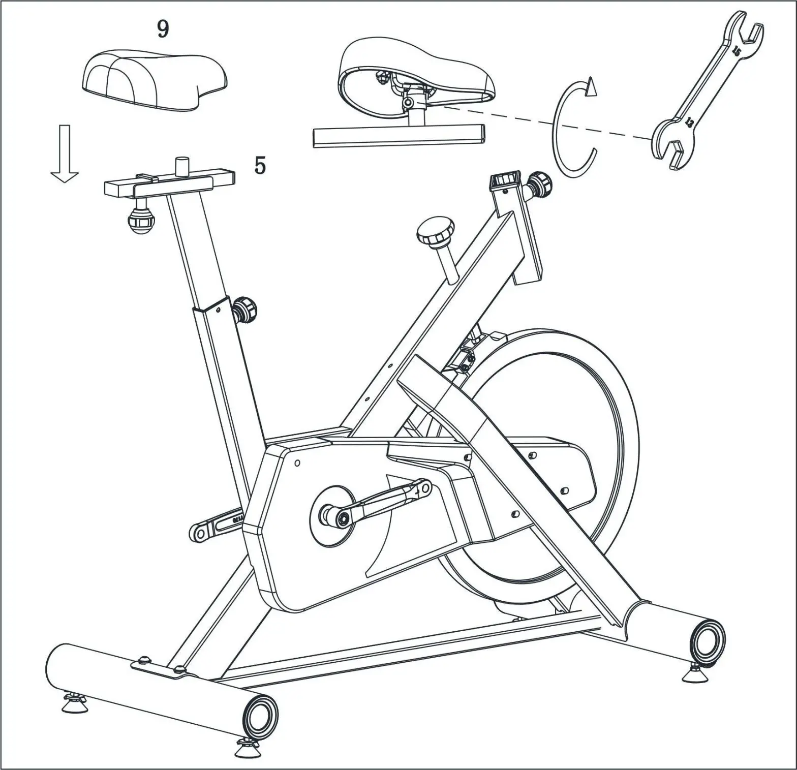 CIRCUIT FITNESS AMZ 55BK BT Bluetooth Deluxe Club Revolution Cycle - STEP 4
