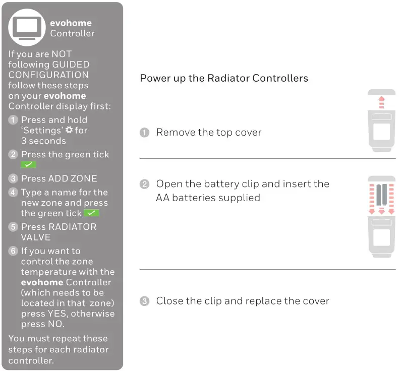 Honeywell Home ATP921R3100 Evohome Wi-Fi Zone Controller - Power up and bind Radiator Controllers
