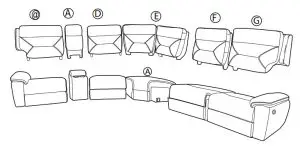 COSTCO 1434694 Fabric Reclining Sectional-