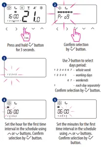 SALUS HTRP230(50) Wired Programmable Digital Thermostat-programming