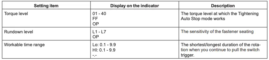 Auto-stop setting - Free mode
