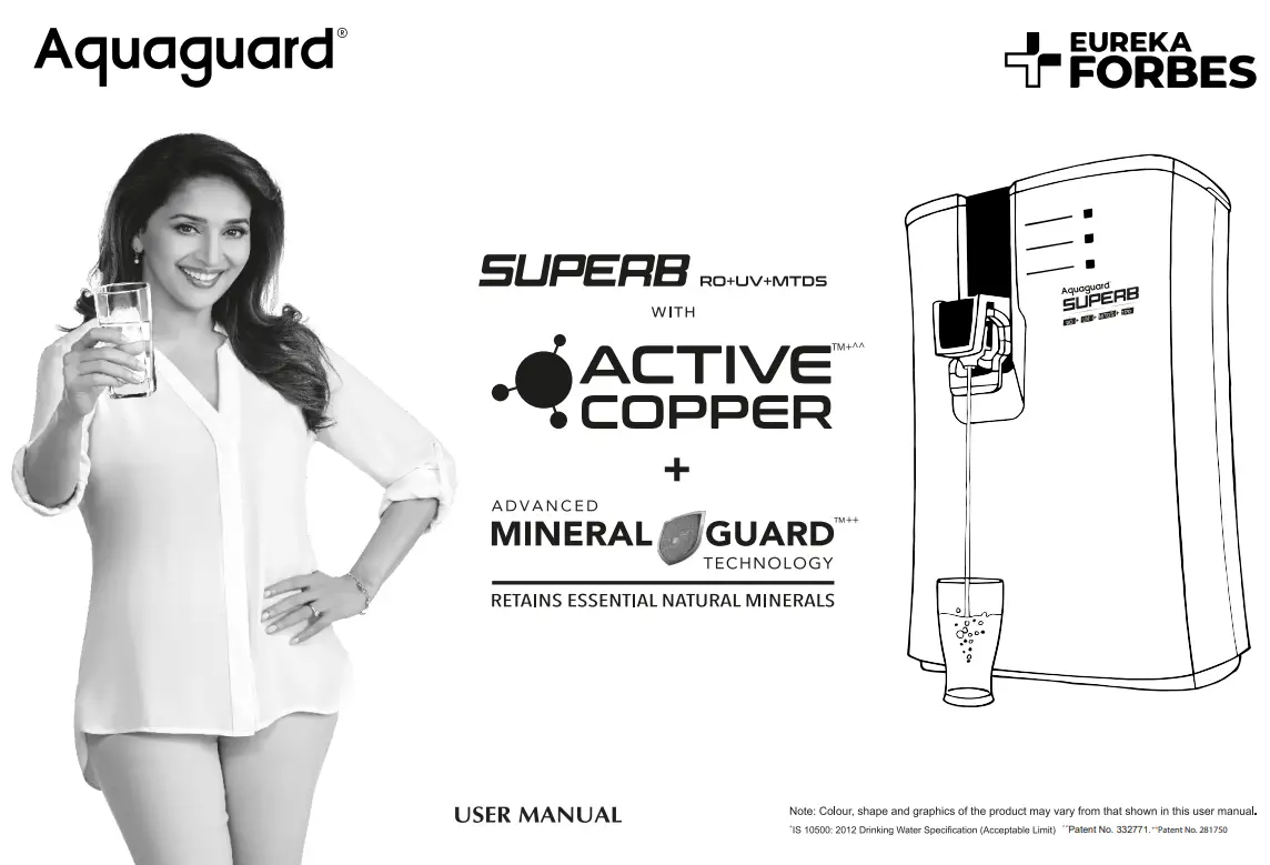 EUREKA FORBES Superb Ro+UV+MTDS Active Copper Water Purifier User Manual