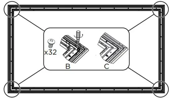 dragonfly ALR 120 120 Inch Projection Screen - . Assemble the Frame