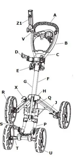 COSTWAY-. SP37606 -3 Wheel -Steel- Golf- Push- Cart -Trolly -1