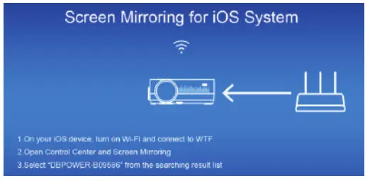 DBPOWER L22 Q6 Mini LCD Video Projector - iOS Screen