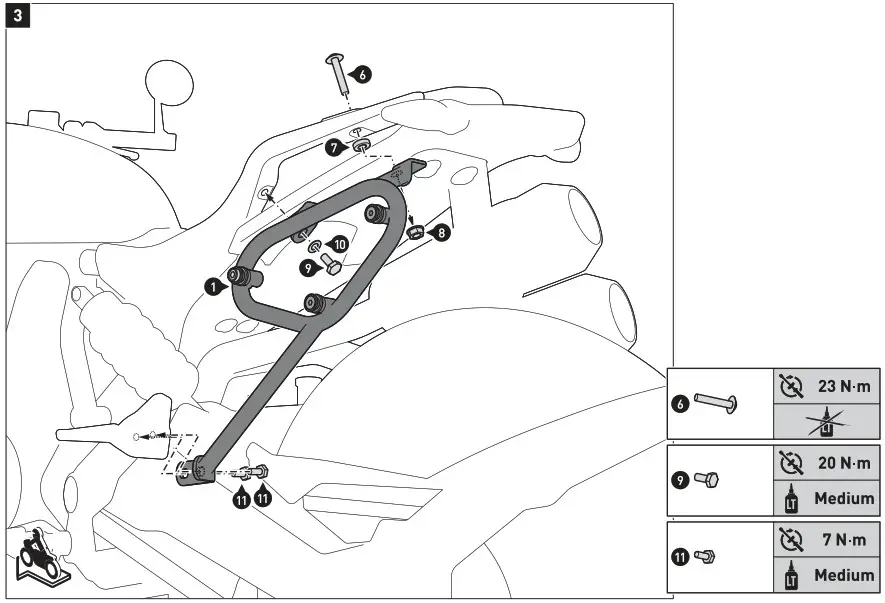 SW MOTECH BC SYS 22 961 30000B SysBag 15 Nag System for Motorcycle - mounting