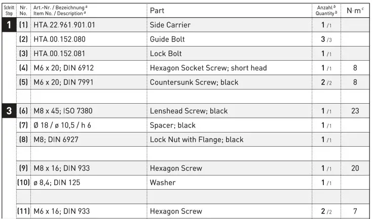 SW MOTECH BC SYS 22 961 30000B SysBag 15 Nag System for Motorcycle - part list 8