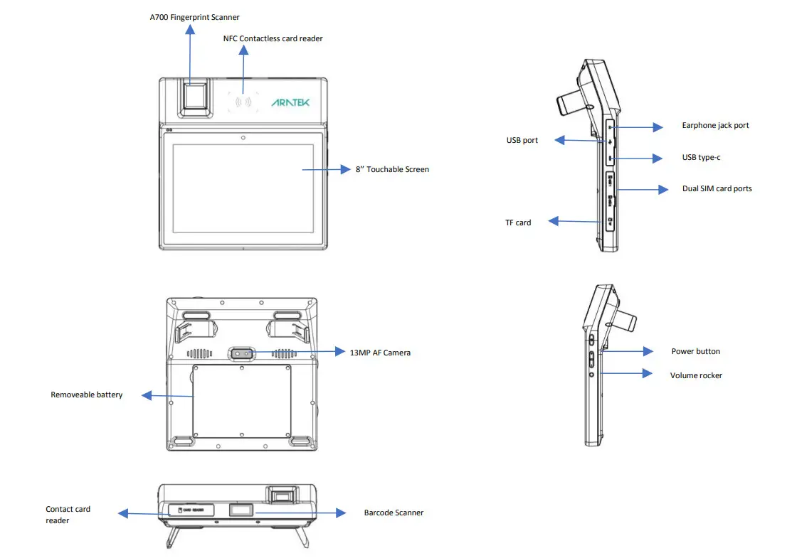 ARATEK Marshall 8 Compact and Power Biometric Tablet - Characteristics 2