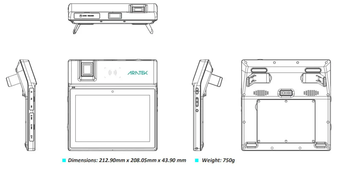 ARATEK Marshall 8 Compact and Power Biometric Tablet - Characteristics