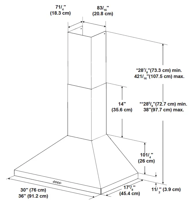 Whirlpool WVW73UC6LS Wall-Mount Canopy Range Hood 2