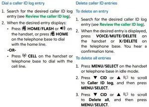 FIG 87 Dial a caller ID log entry