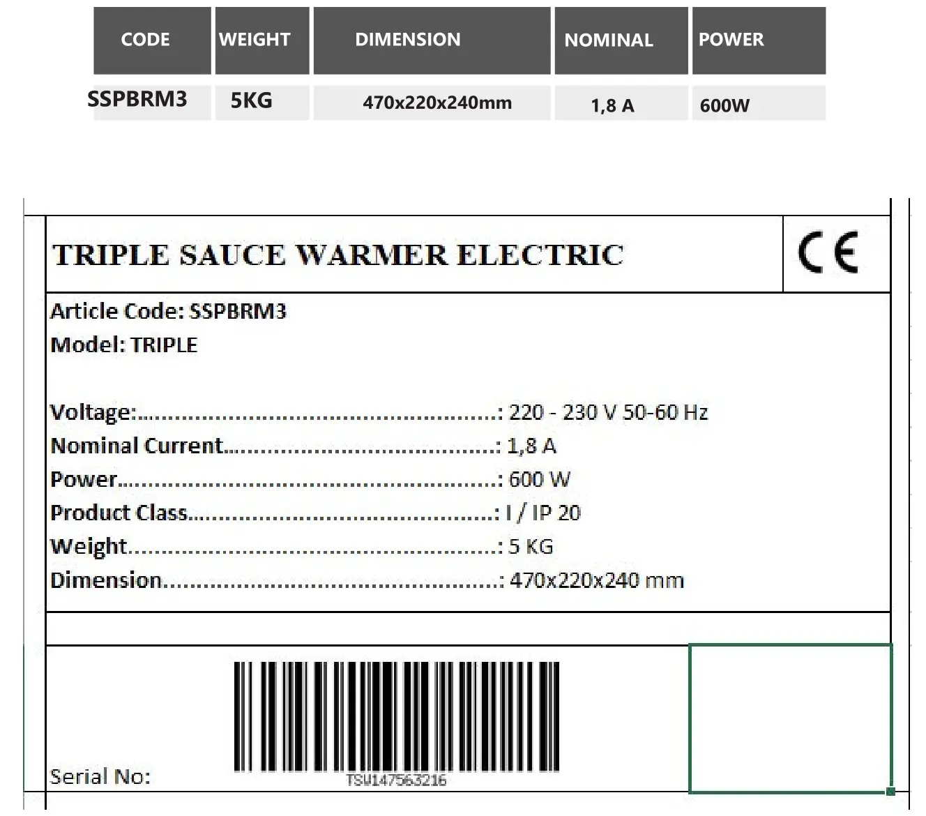 ggm gastro SSPBRM2 Commercial Type Electrical Chocolate Sauce Machine - TECHNICAL PROPERTIES AND THE LABELS