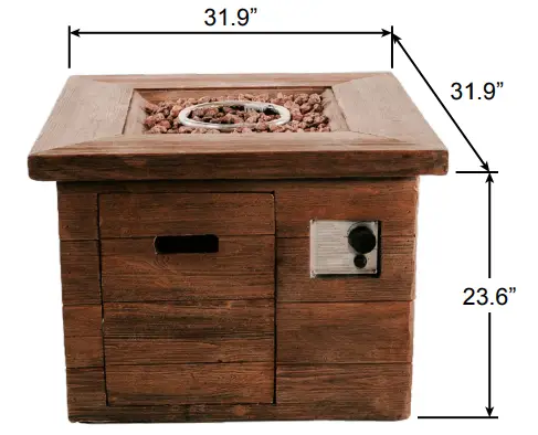 XBRAND NY9826 Propane Firepit Table - Fig 3