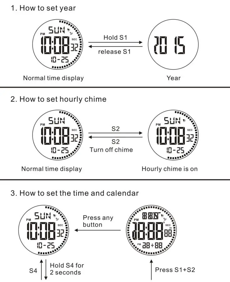CACTUS AQ-112a Children Watches Instruction Manual - Time Mode