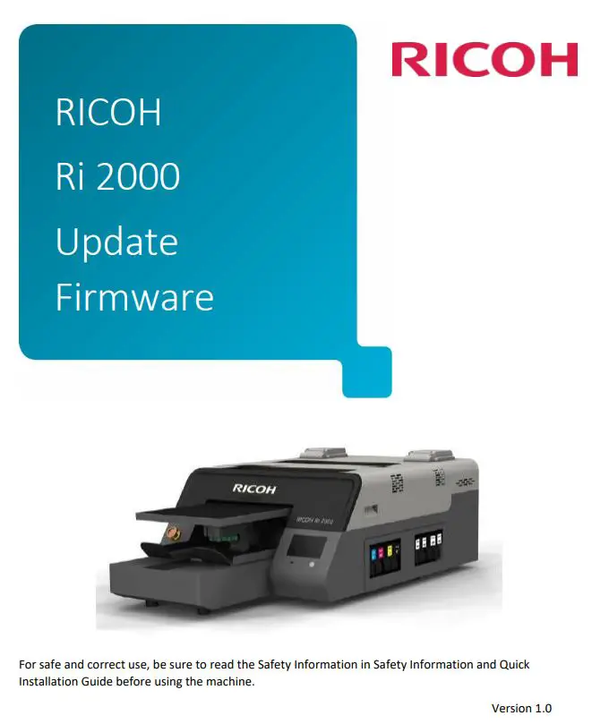RICOH Ri 2000 Commercial Garment Printer User Guide