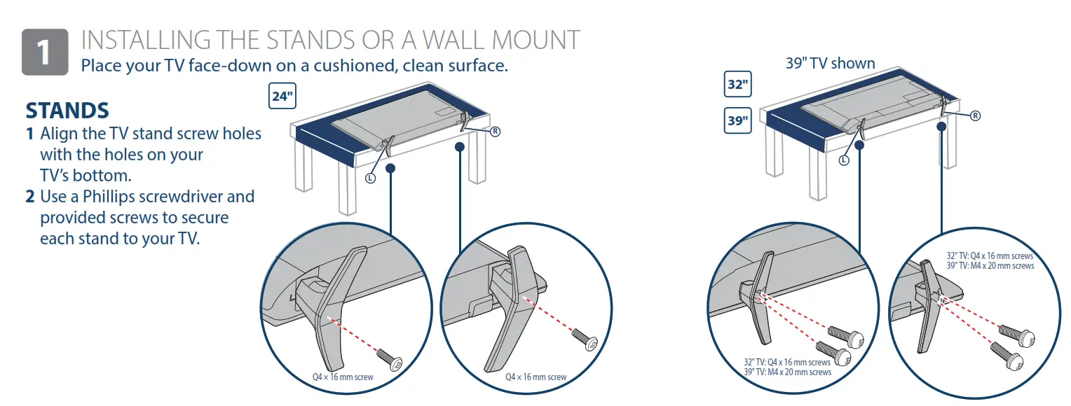 Place your TV face-down on a cushioned, clean surface.