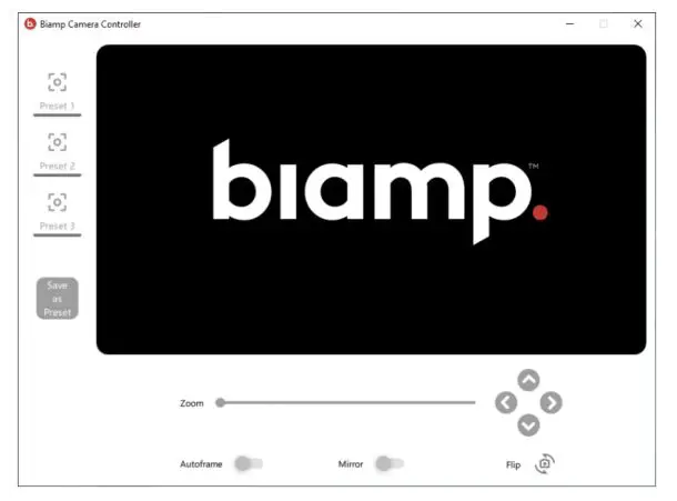 biamp Vidi 250 Wide Angle 4K Conferencing Camera - Biamp Camera Controller software (App)