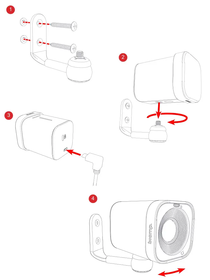 biamp Vidi 250 Wide Angle 4K Conferencing Camera - Wall Mount Accessory