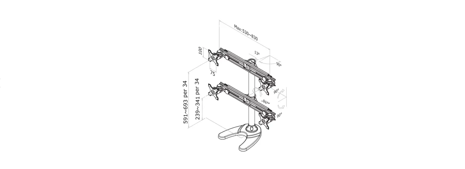 Neomounts Fpma-d700dd4 Monitor Desk Stand Instruction Manual