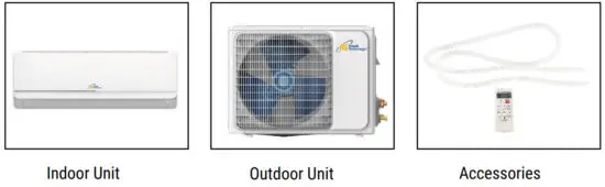 Royal Sovereign RSAC S1217 Mini Split Air Conditioner - BOX CONTENTS