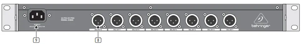 behringer ULTRA-DI PRO DI800 Professional Mains Phantom Powered 8 Channel DI Box - fig 1