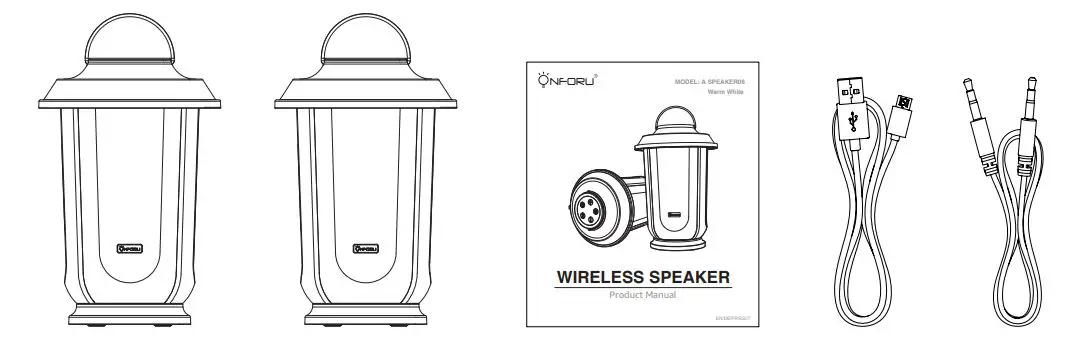 onforuled 20W TWS Outdoor Bluetooth Speaker with LED Lights - PACKAGE CONTENTS