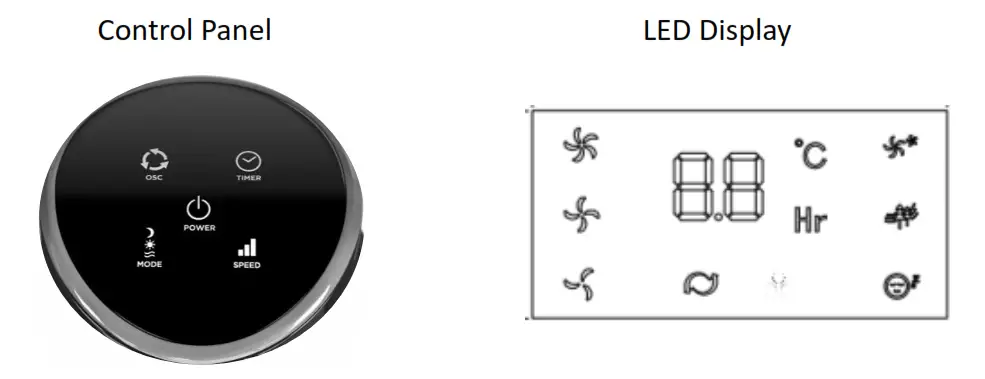 Goldair GCTF360 81cm Electronic Tower Fan with WiFi - Attachment Control Panel