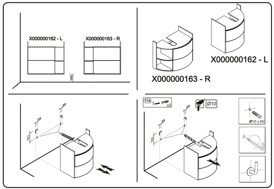 RAVAK X000000162 - L Rosa Comfort Washbasin Cabinet - Figure 1