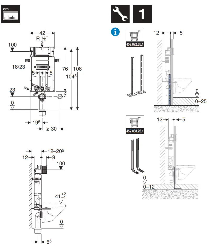 GEBERIT Kombifix Basic Frame for Wall Mounted Toilet fig1