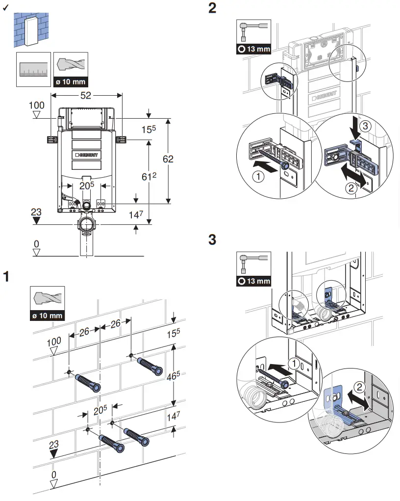 GEBERIT Kombifix Basic Frame for Wall Mounted Toilet fig2