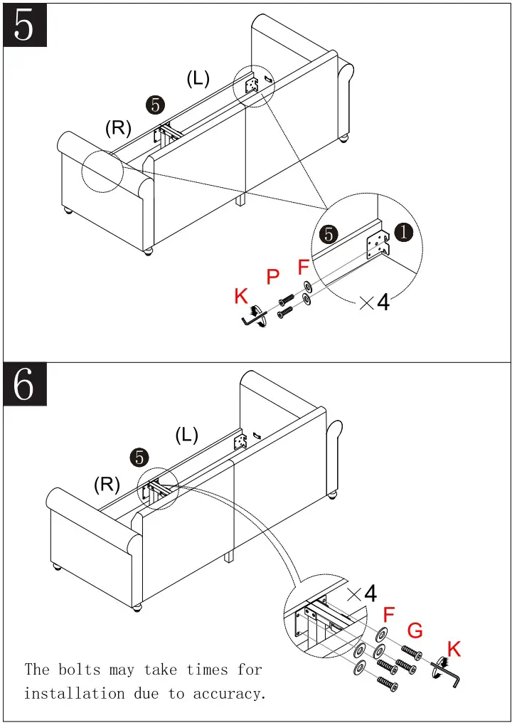UNBRANDED H817-LS-0021 Gray Polyester 2-Seater Loveseats - Installation 5 & 6
