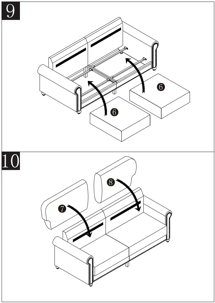 UNBRANDED H817-LS-0021 Gray Polyester 2-Seater Loveseats - Installation 9 & 10