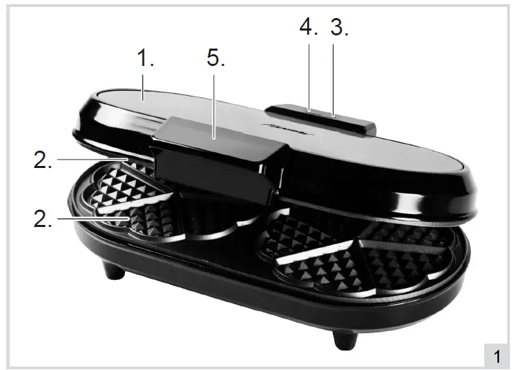 bESTRON ADWM730CO 1200W Double Heart Waffle Maker-1